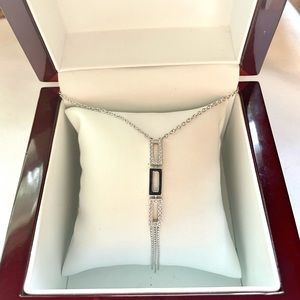 Authentic Swan Signed Swarovski Black White Crystal Necklace